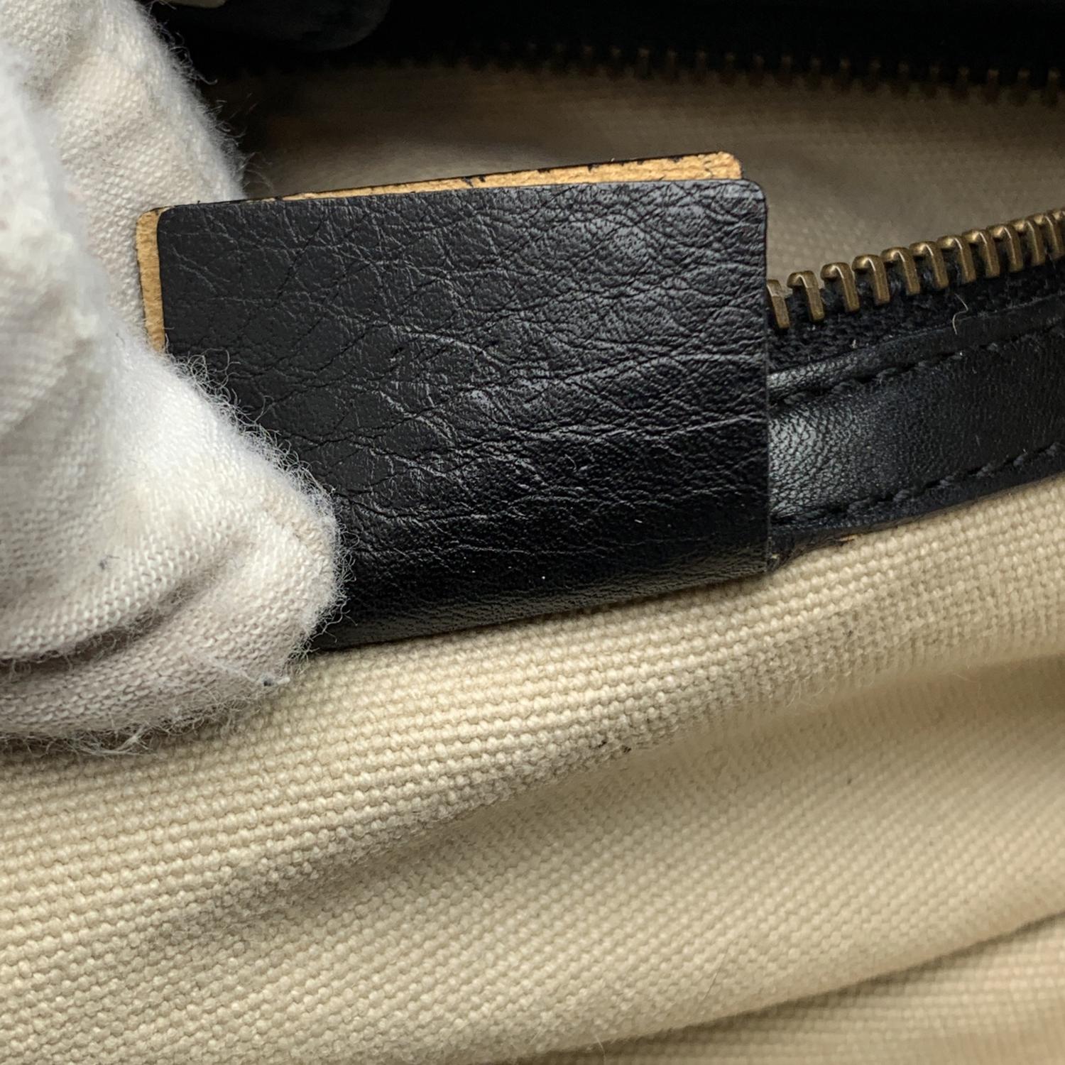 Gucci Black Leather Bamboo Tote Bag Handbag Satchel 2