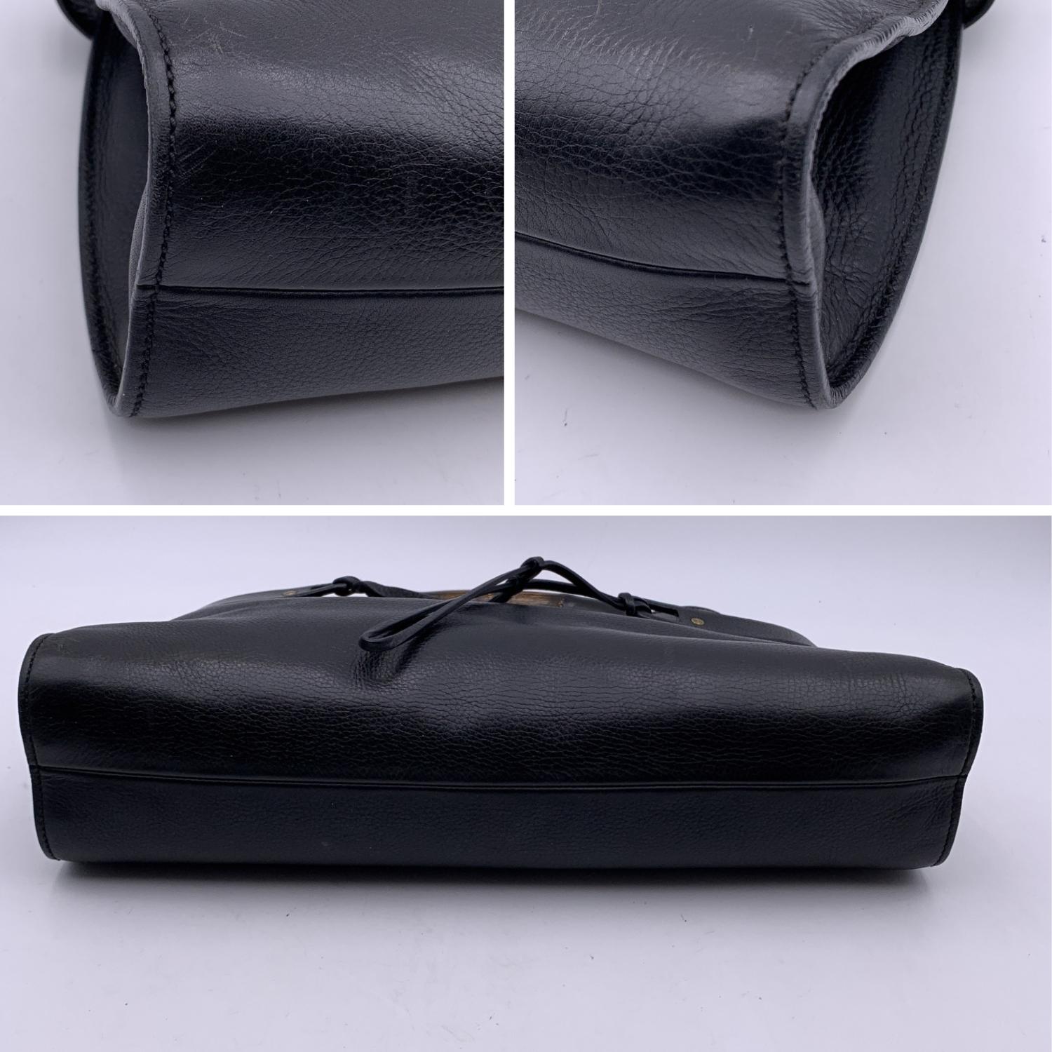 Gucci Black Leather Bamboo Tote Bag Handbag Satchel 4