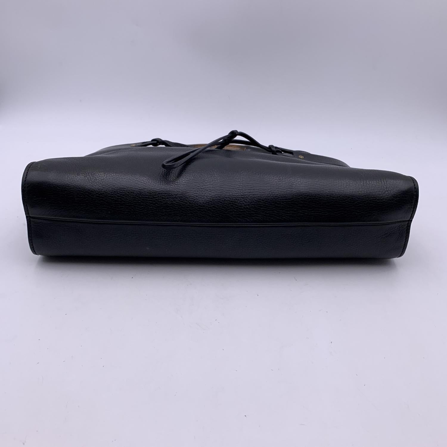 Gucci Black Leather Bamboo Tote Bag Handbag Satchel 5