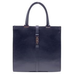 Gucci Black Leather Bardot Handbag Satchel Tote Top Handles Bag