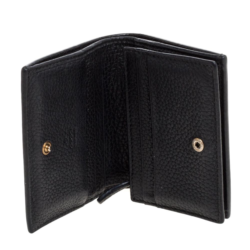 Gucci Black Leather Bee Blind For Love Compact Wallet 3