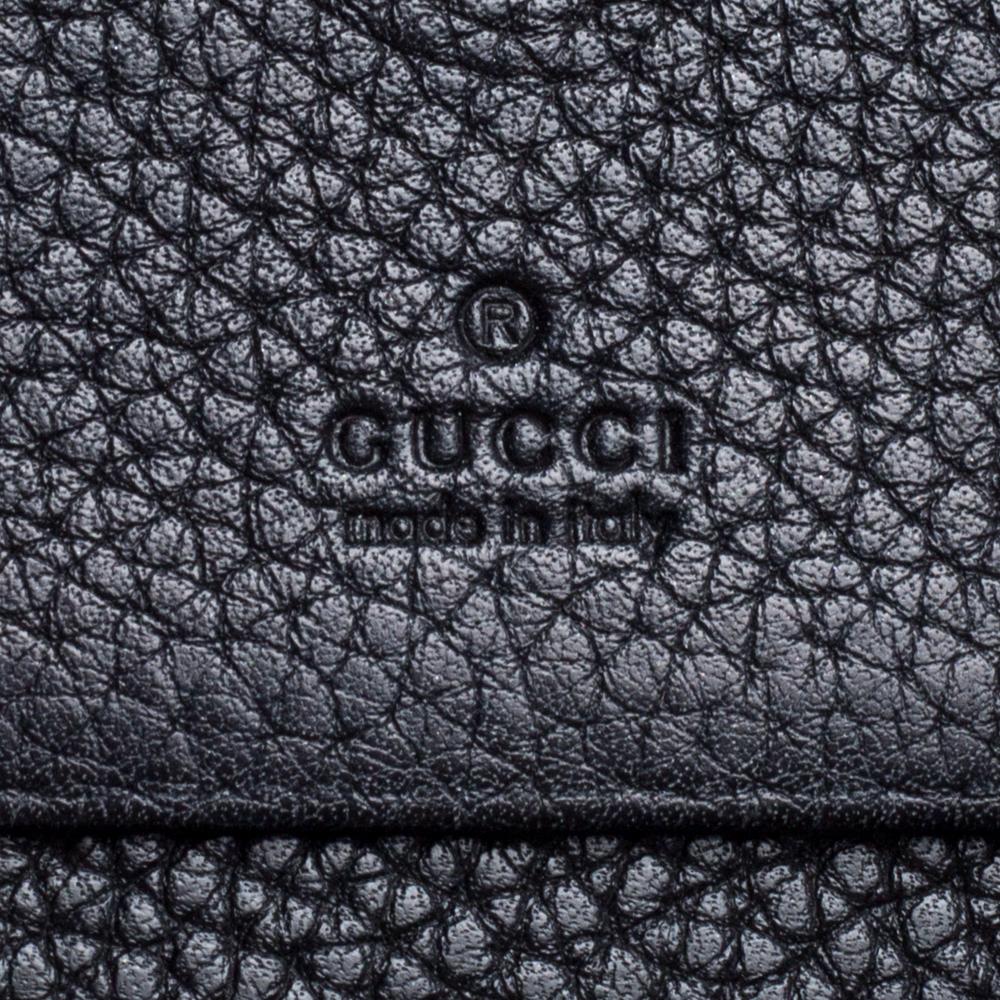 Women's Gucci Black Leather Bee Blind For Love Compact Wallet