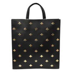 Gucci Black Leather Bee Star Two-Way Tote