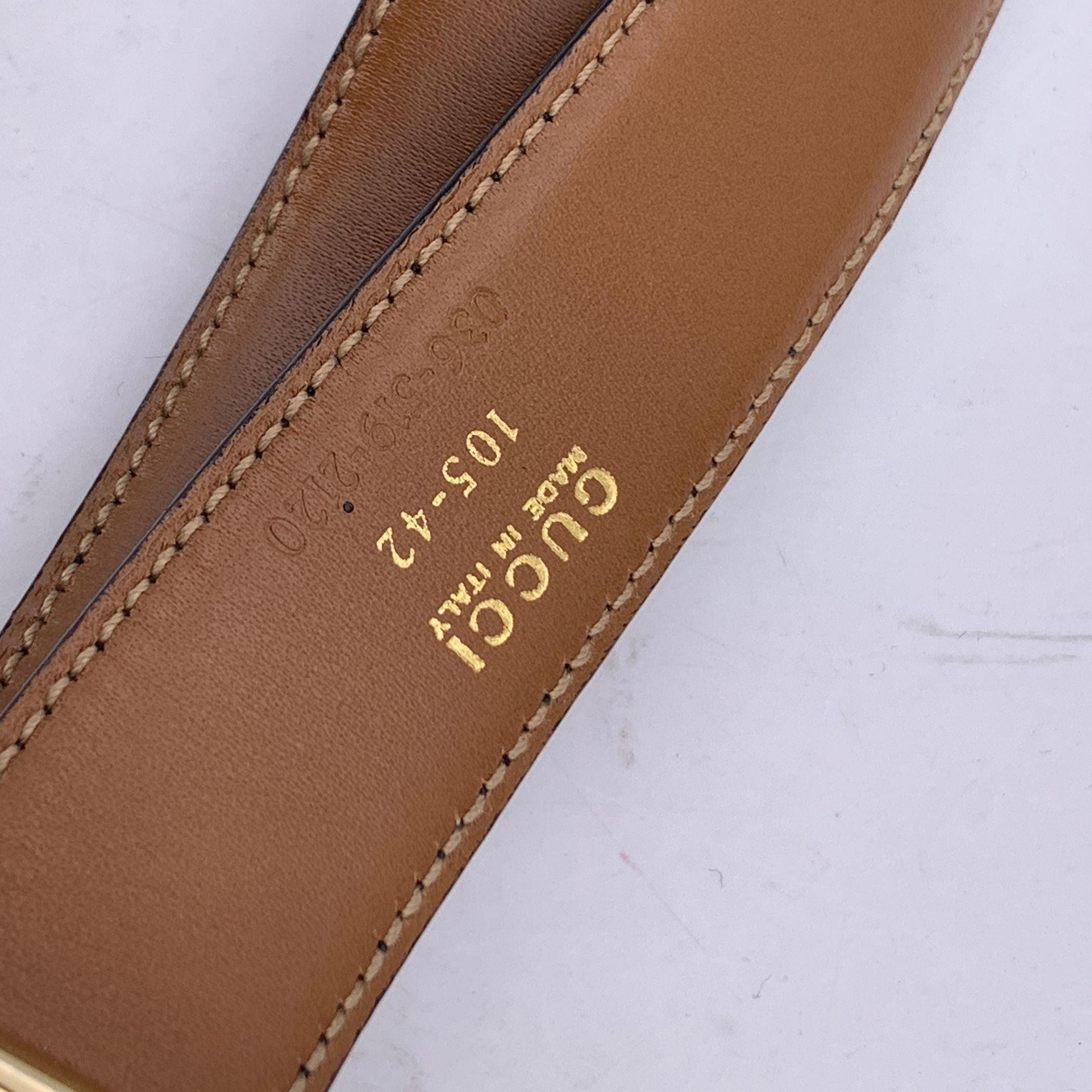 Women's Gucci Black Leather Belt with Gold Metal GG Buckle Size 105/42