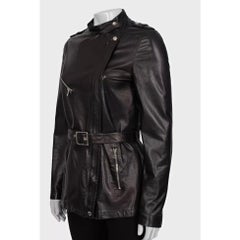 Chaqueta de cuero negra con cinturón de Gucci - IT 40 / S De segunda mano