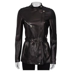 Chaqueta de cuero negra con cinturón de Gucci - IT 40 / S De segunda mano