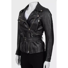 Gucci Schwarze Lederjacke mit Gürtel - Größe IT40 / S