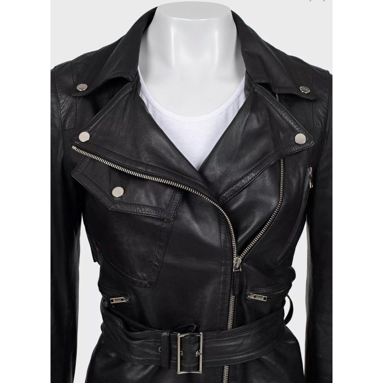 Nero Gucci - Giacca con cintura in pelle nera - Taglia IT40 / S in vendita