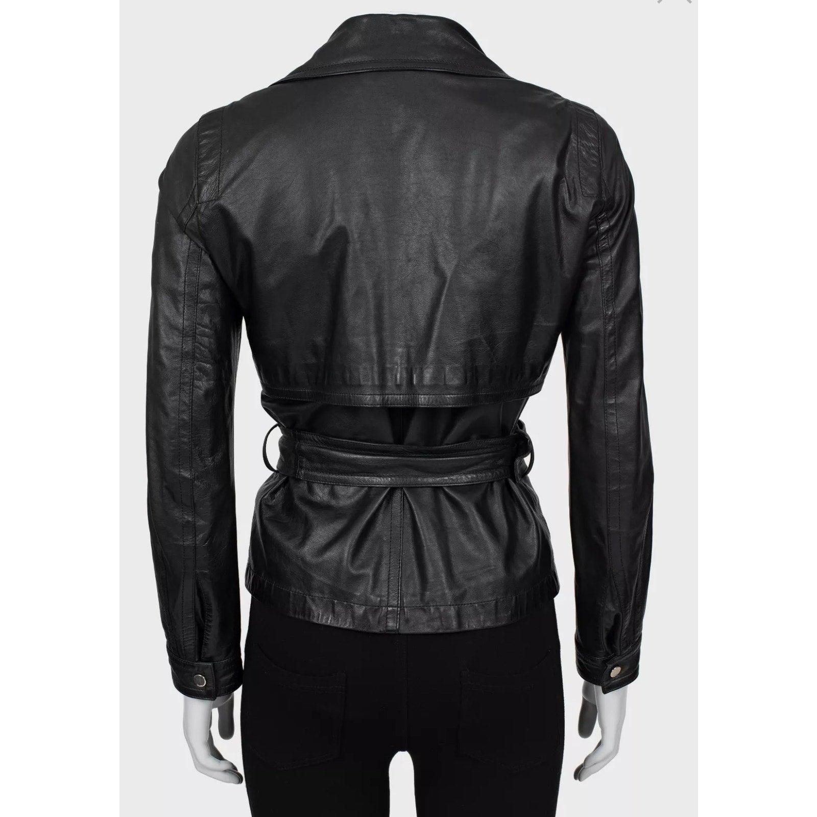 Gucci - Giacca con cintura in pelle nera - Taglia IT40 / S In condizioni ottime in vendita a Krakow, PL