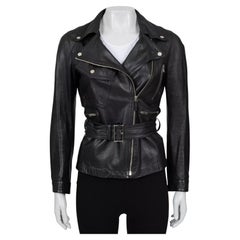 Gucci Black Leather Belted Jacket - Size IT40 / S