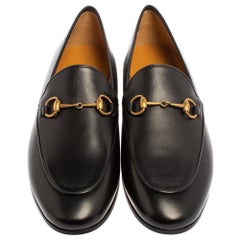 Gucci Black Leather Betis Glamour Horsebit Loafers Size 37