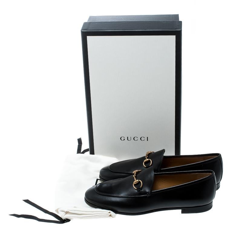 Gucci Black Leather Betis Glamour Horsebit Loafers Size 37 1