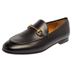 Gucci Schwarz Leder Betis Glamour Horsebit Loafers Größe 37