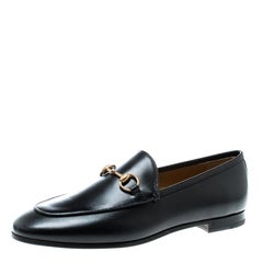 Gucci Black Leather Betis Glamour Horsebit Loafers Size 37