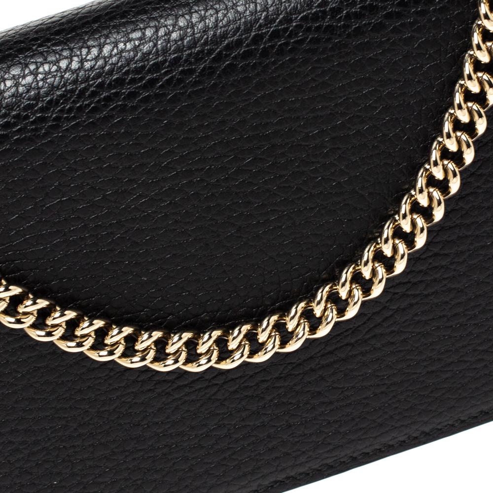 Gucci Black Leather Betty Wallet on Chain 6