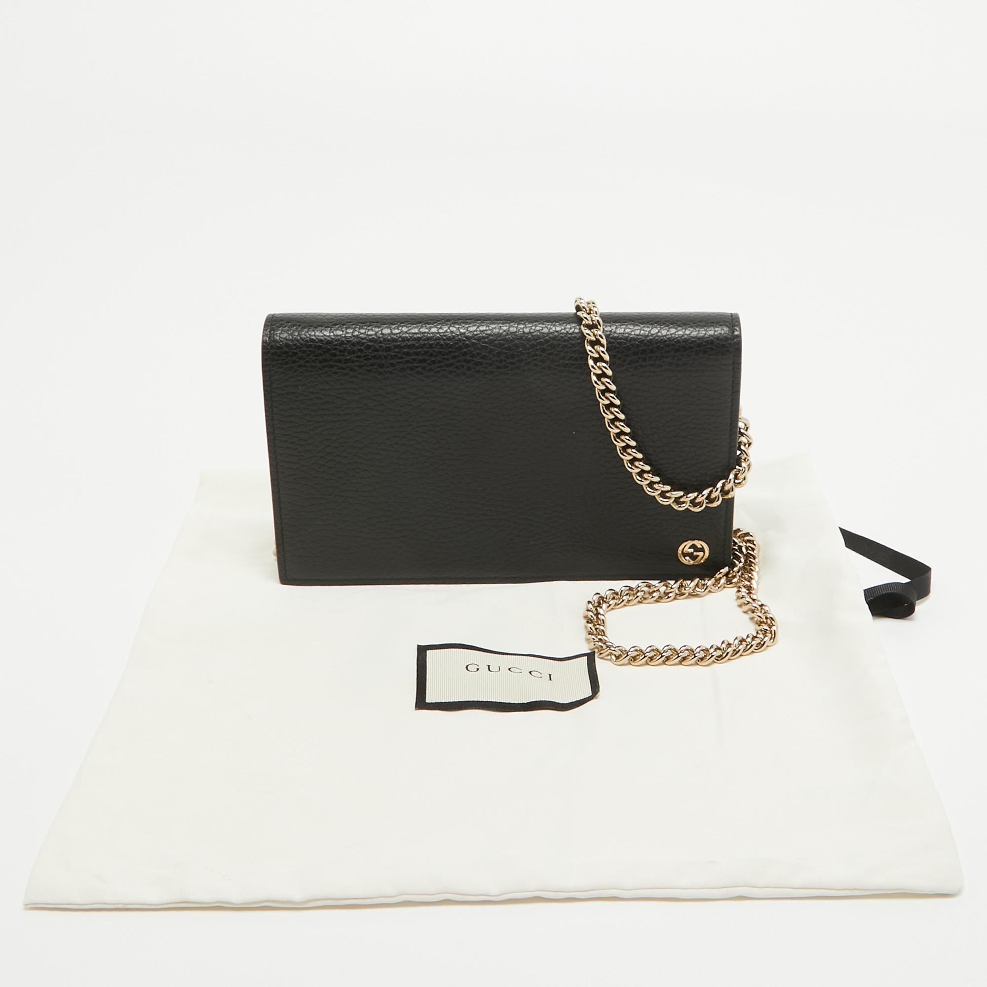 Gucci Black Leather Betty Wallet on Chain 7