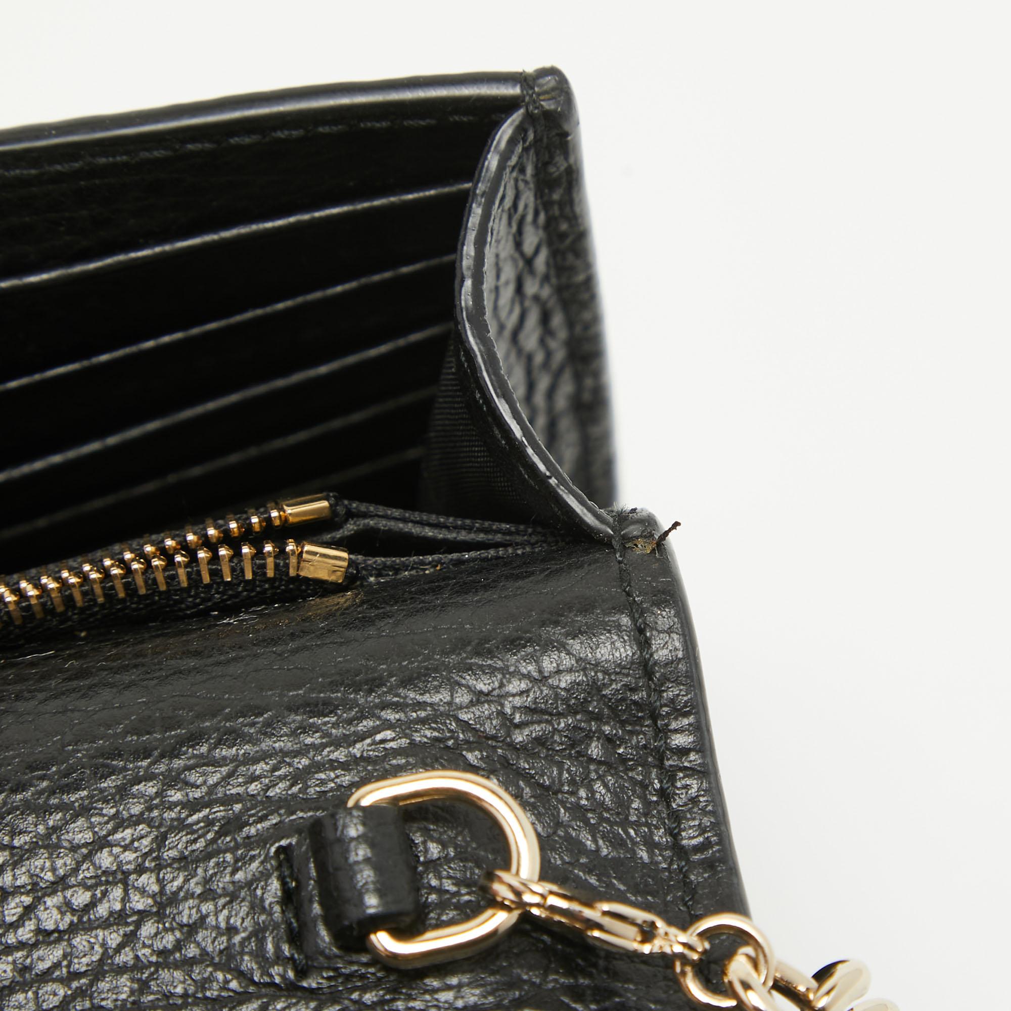 Women's Gucci Black Leather Betty Wallet on Chain