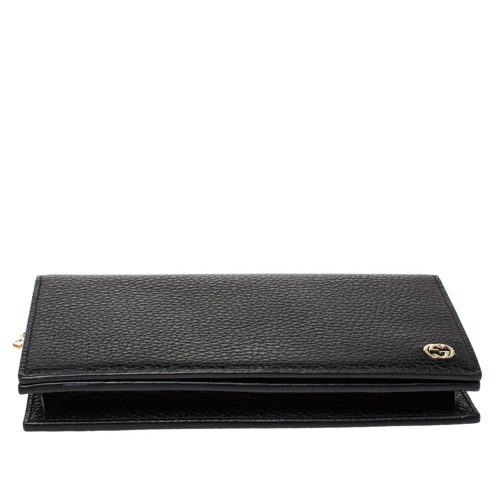 Women's Gucci Black Leather Betty Wallet on Chain