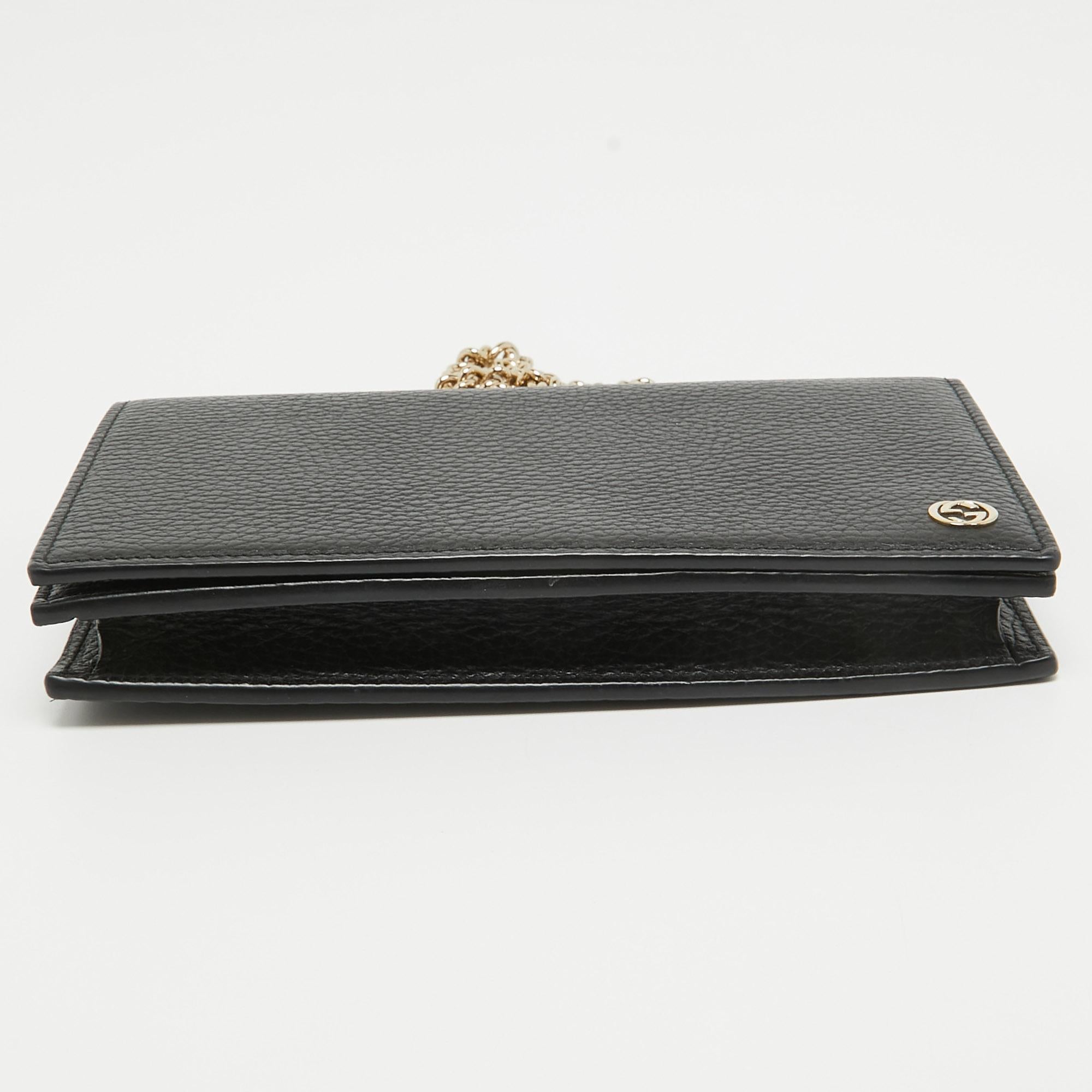 Gucci Black Leather Betty Wallet on Chain 1