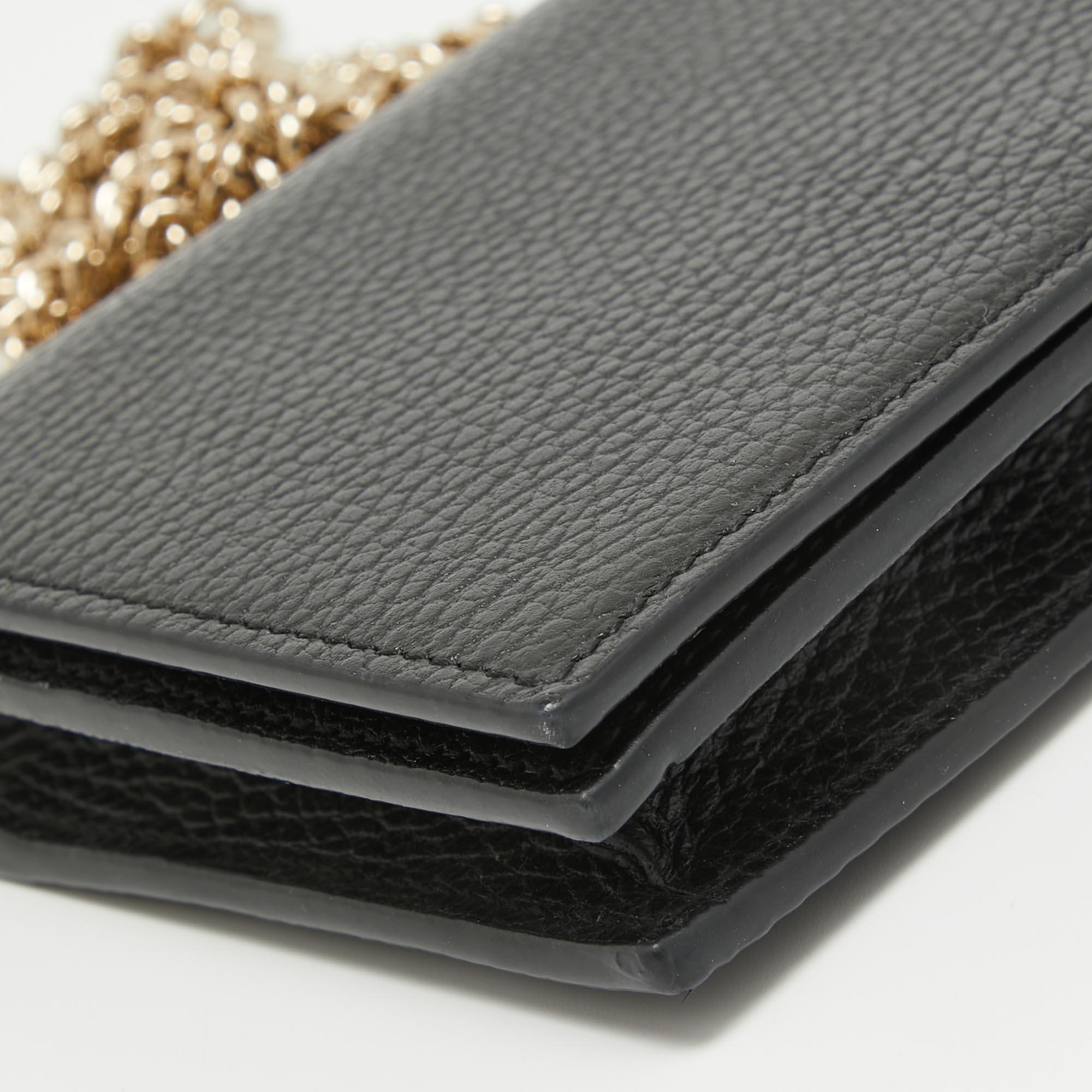 Gucci Black Leather Betty Wallet on Chain 2