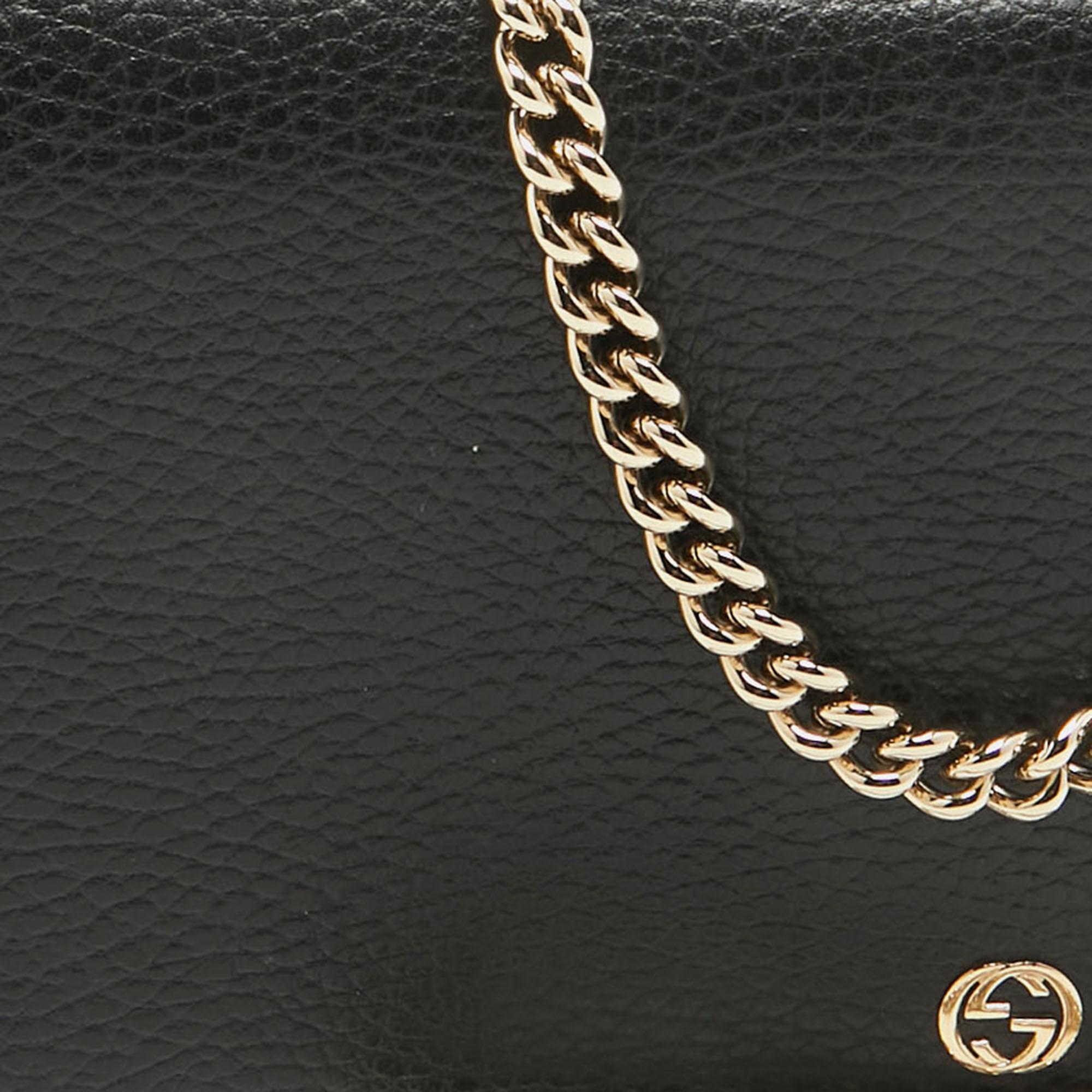 Gucci Black Leather Betty Wallet on Chain 4