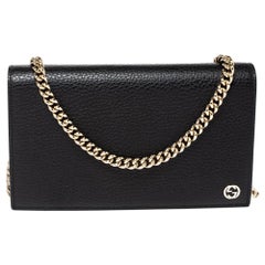 Gucci Black Leather Betty Wallet on Chain