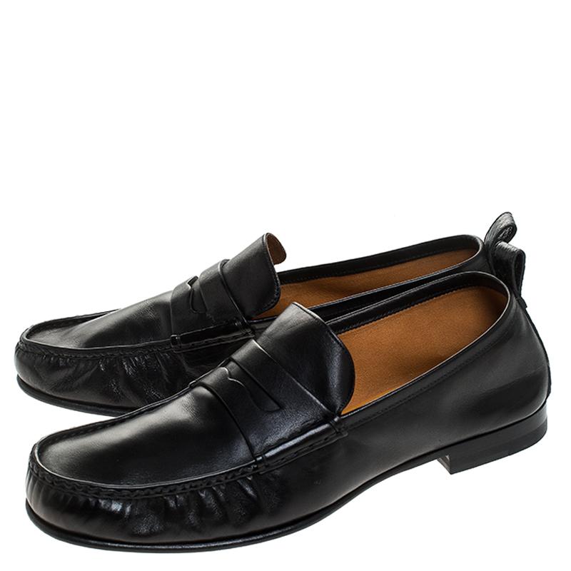 Gucci Black Leather Beyond Penny Loafers Size 40 1