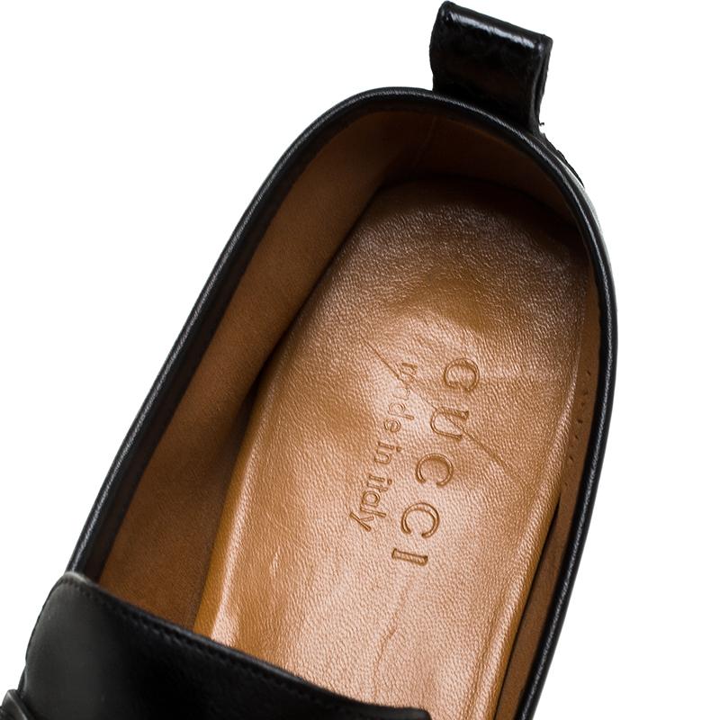 Gucci Black Leather Beyond Penny Loafers Size 40 2
