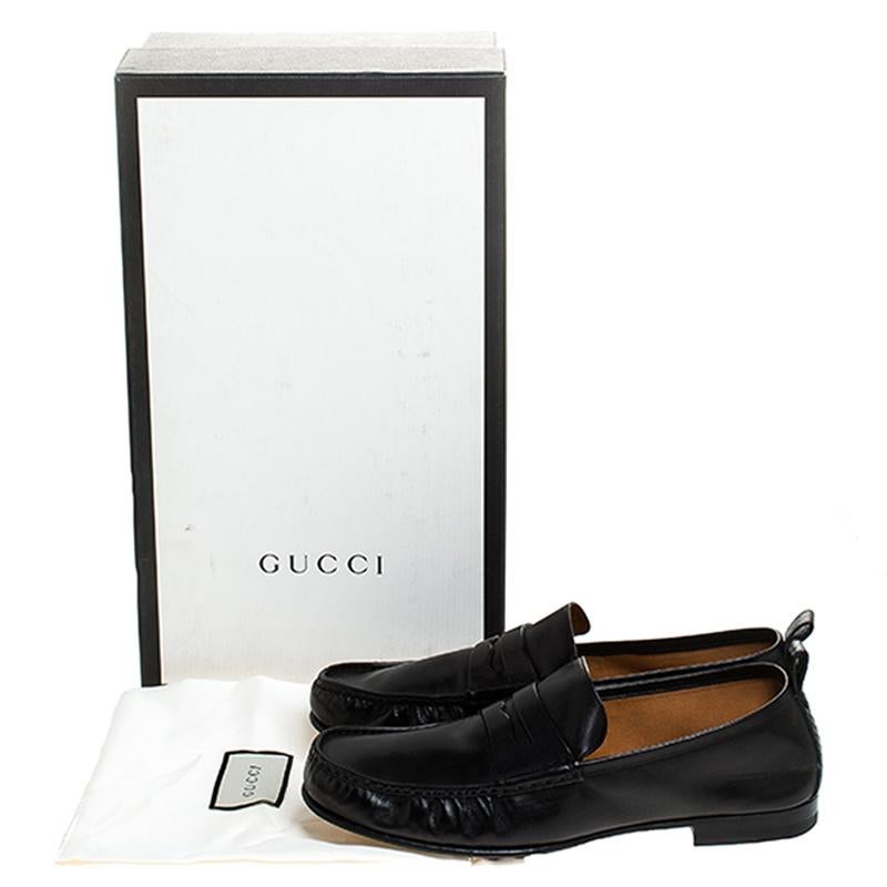 Gucci Black Leather Beyond Penny Loafers Size 40 4