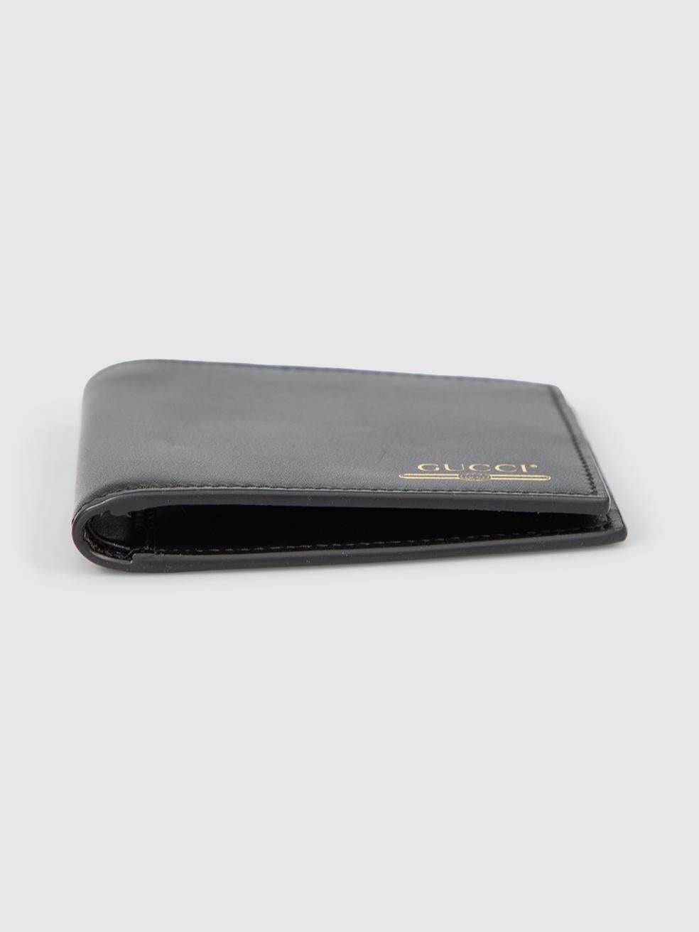 Portafoglio Bifold Logo Stamp di Gucci in pelle nera In condizioni ottime a London, GB