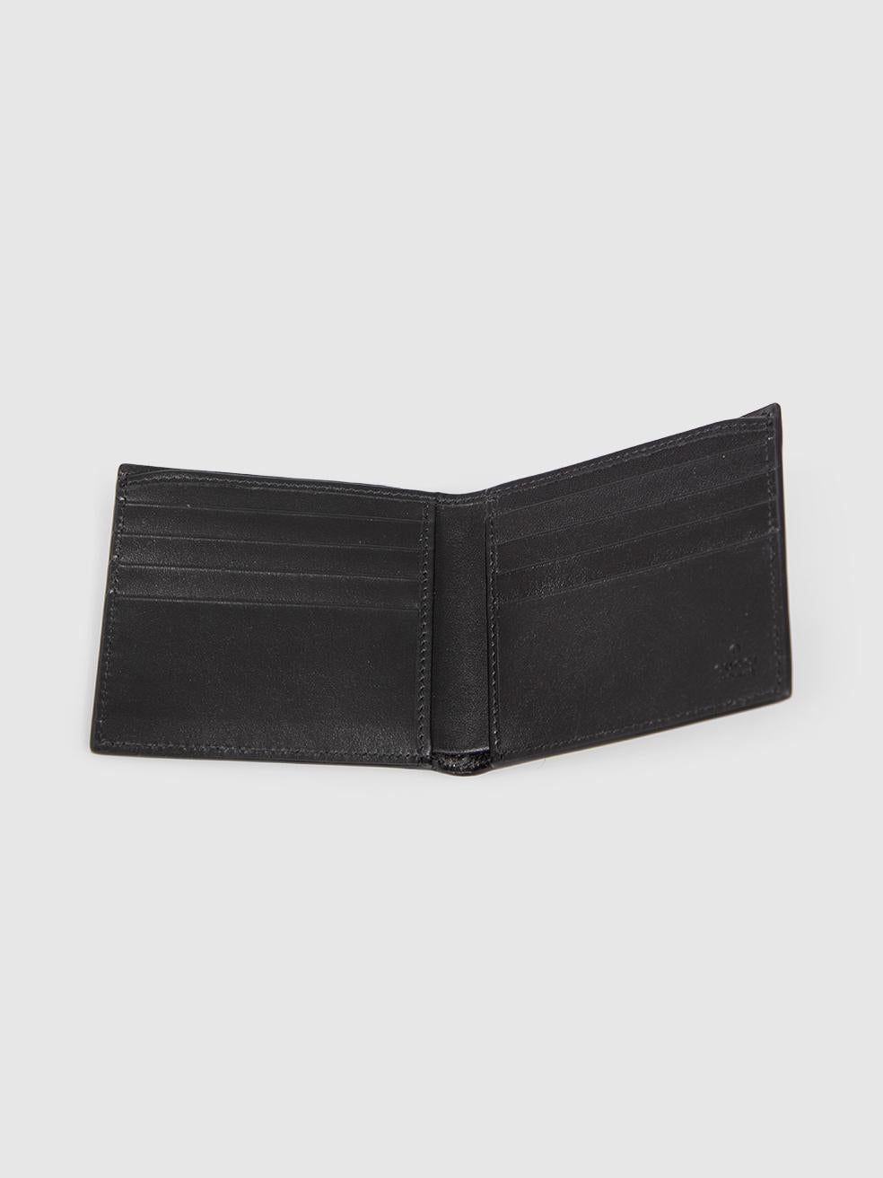 Portafoglio Bifold Logo Stamp di Gucci in pelle nera 1