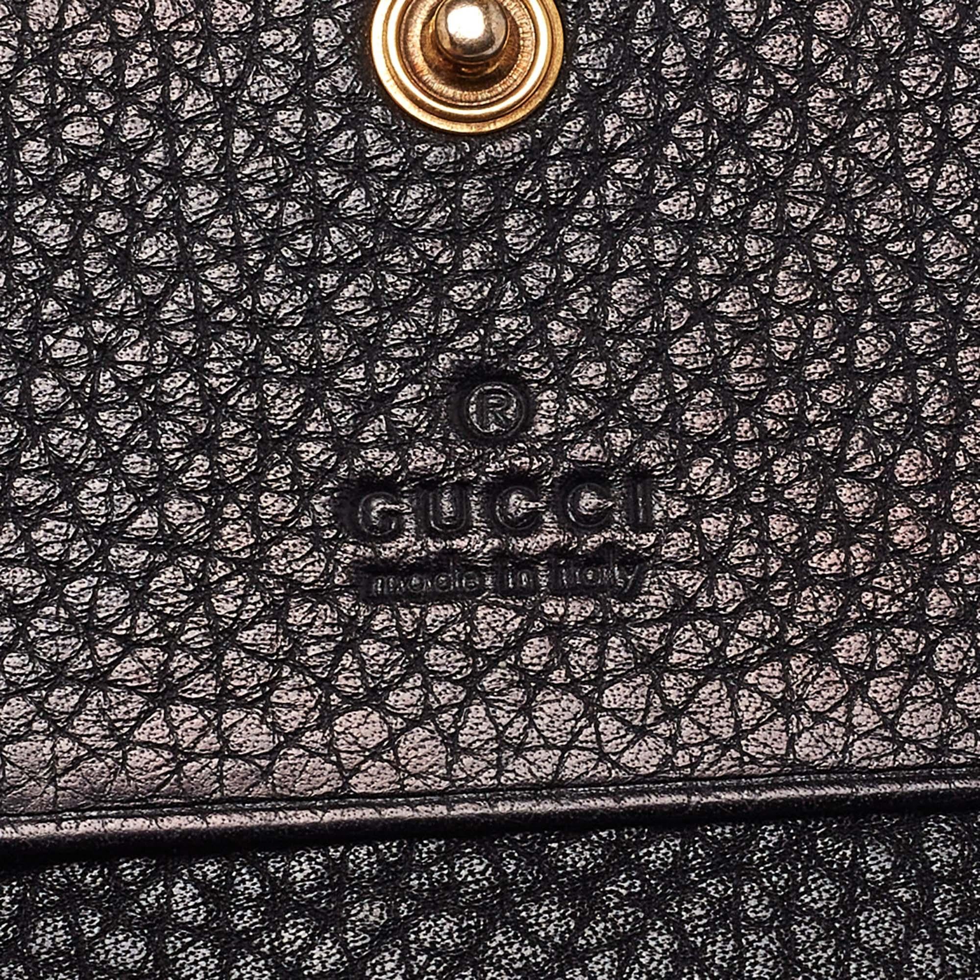 Gucci Black Leather Blind For Love Bee Accent Bifold Wallet 3