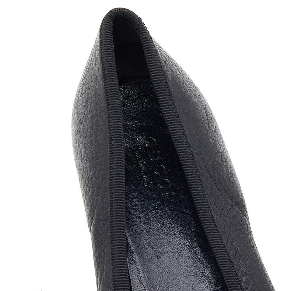 Gucci Black Leather Block Heel Pumps Size 37 In Good Condition For Sale In Dubai, Al Qouz 2