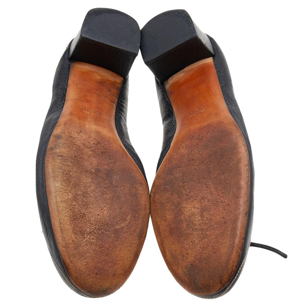 Gucci Black Leather Block Heel Pumps Size 37 For Sale 2