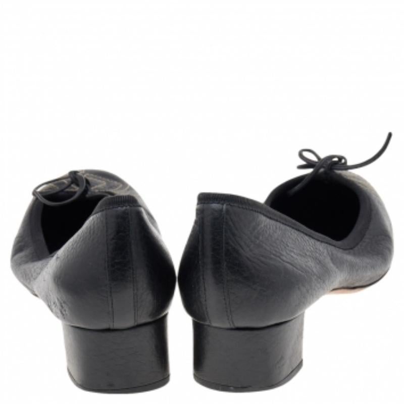 Gucci - Escarpins à talon bloc en cuir noir - Taille 37 en vente 2