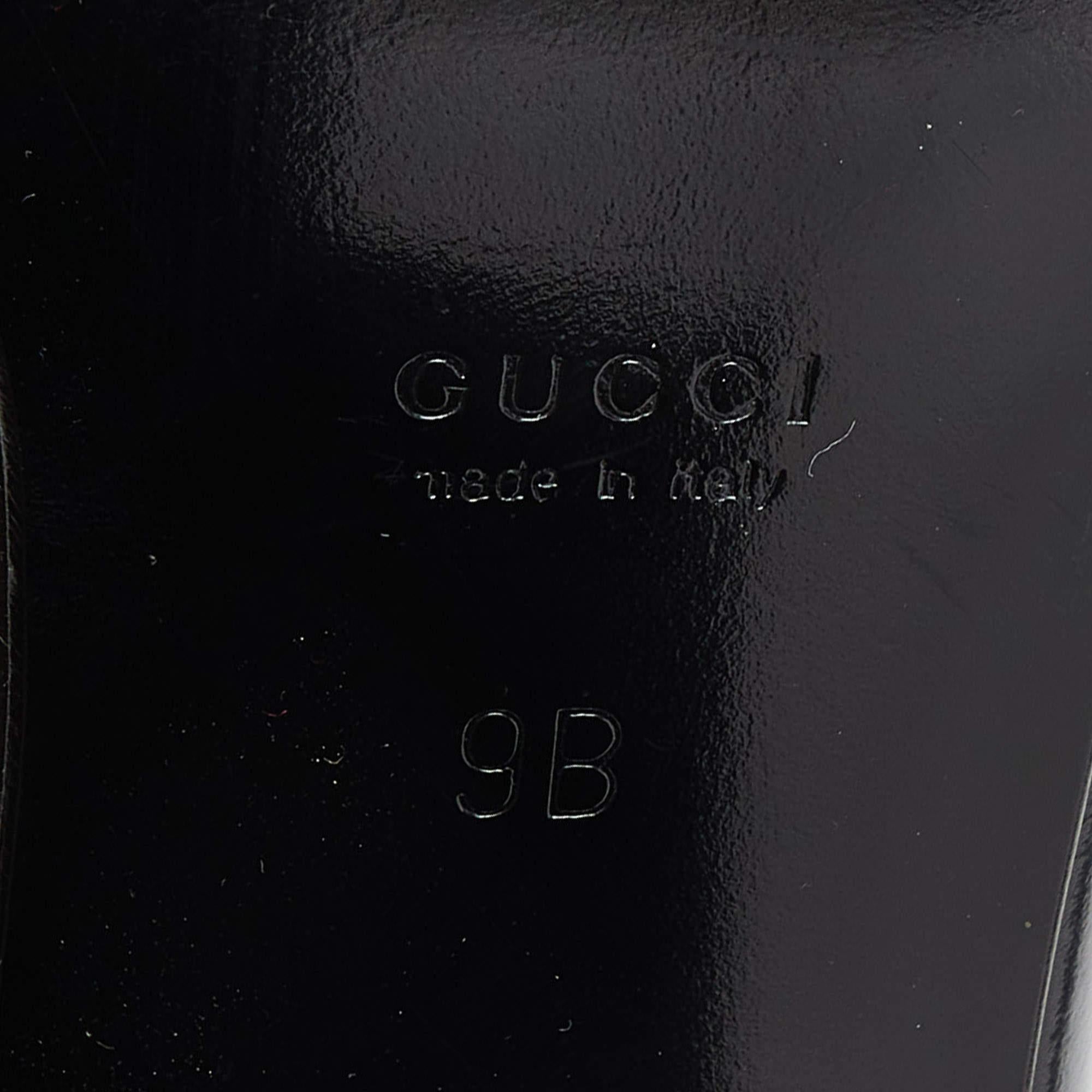 Bombas de tacón bloque de cuero negro Gucci talla 39.5 en venta 3