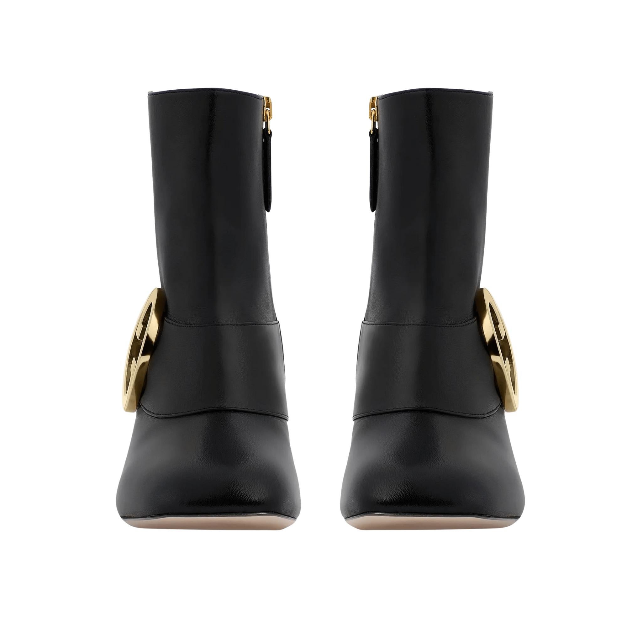 Women's Gucci Black Leather Blondie Ankle Boot (EU 39 US 8) For Sale