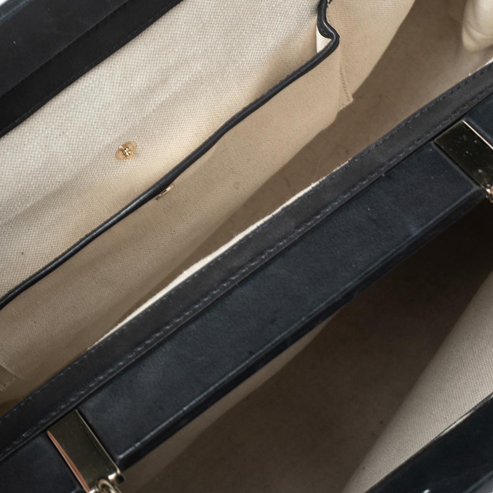 Gucci Black Leather Bold Bamboo Top Handle Bag In Good Condition In Dubai, Al Qouz 2