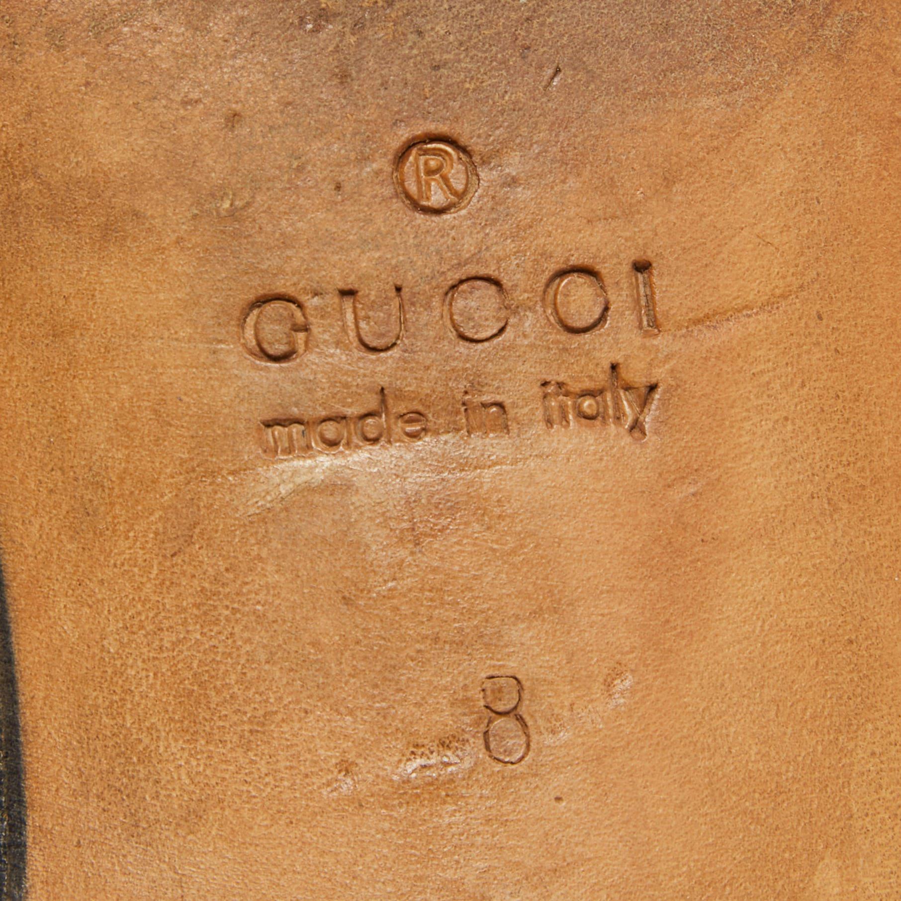 Gucci Mocassins à enfiler en cuir noir avec détails tressés Taille 42 en vente 2