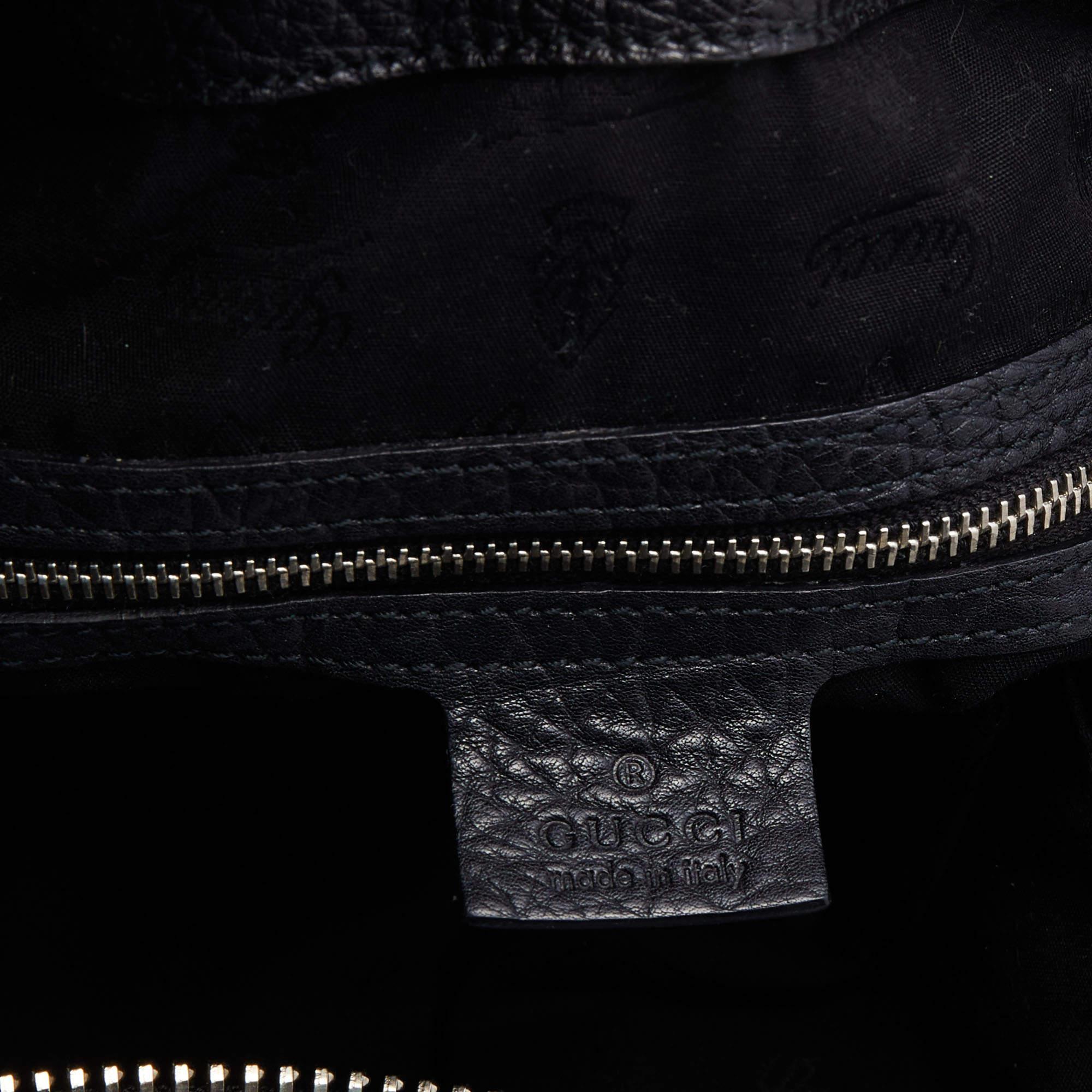 Gucci Black Leather Braided Handle Satchel 5