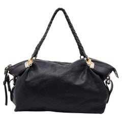 Gucci Satchel mit geflochtenem Griff aus schwarzem Leder