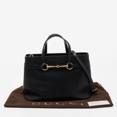Gucci Black Leather Bright Bit Tote