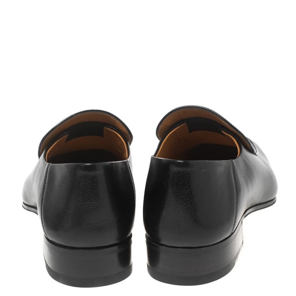 Gucci Black Leather Brixton Collapsible Loafers Size 43 In New Condition In Dubai, Al Qouz 2