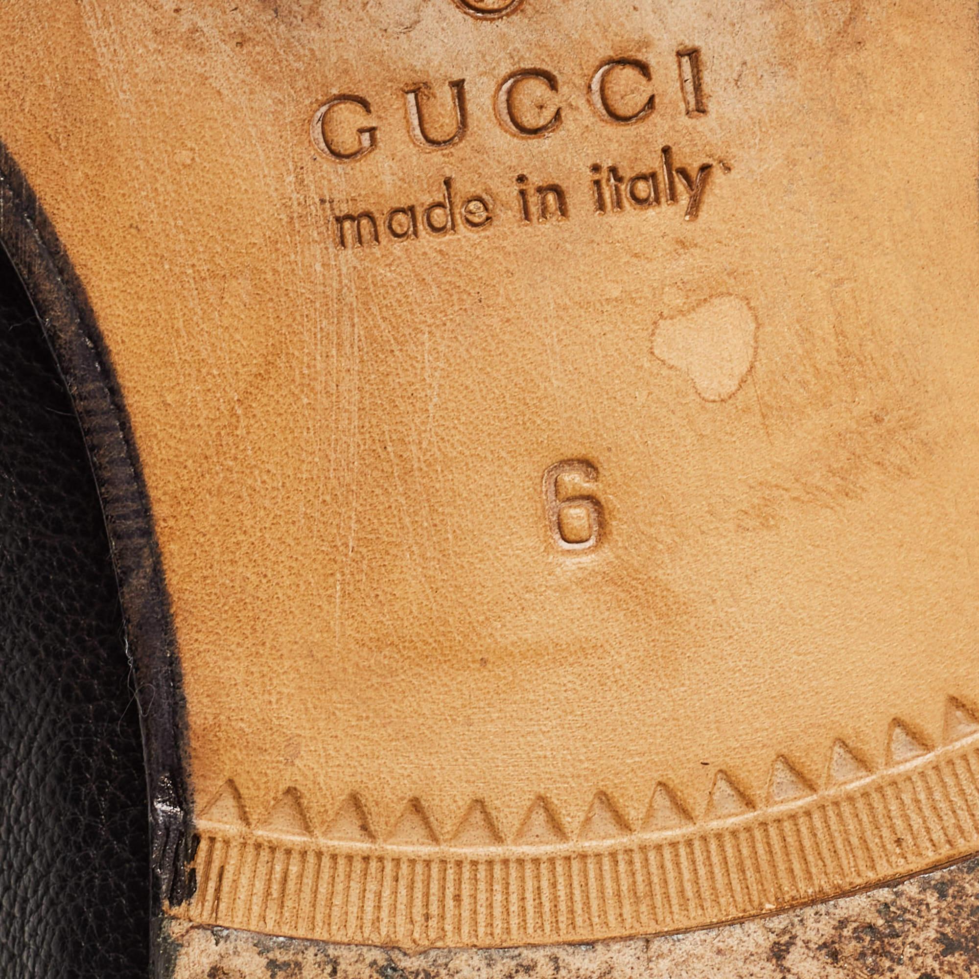 Gucci Black Leather Brixton Web Horsebit Slip On Loafers Size 40 2