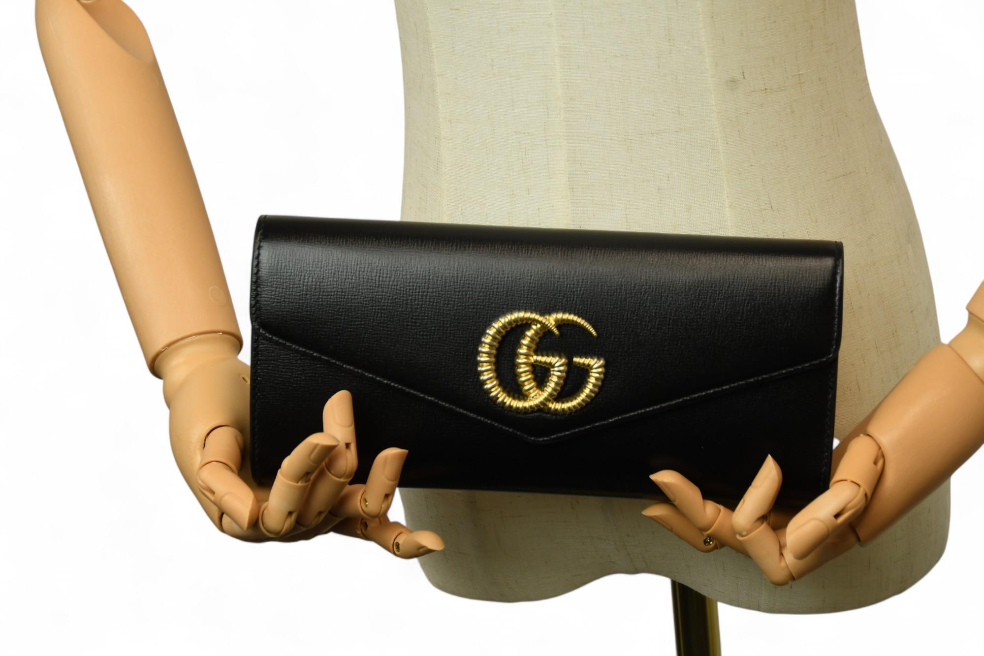 Gucci Clutch Broadway GG in pelle nera in vendita 8