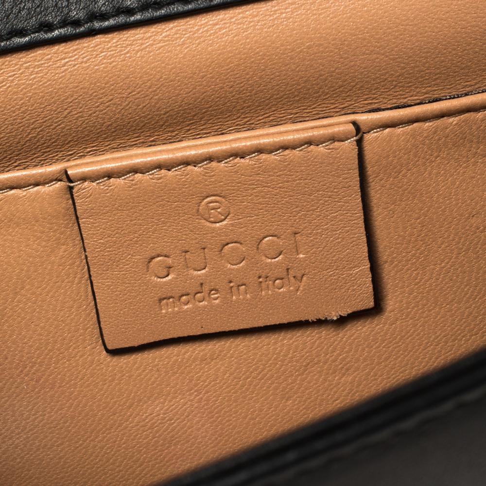 Gucci Black Leather Broadway GG Crystal Closure Clutch 5