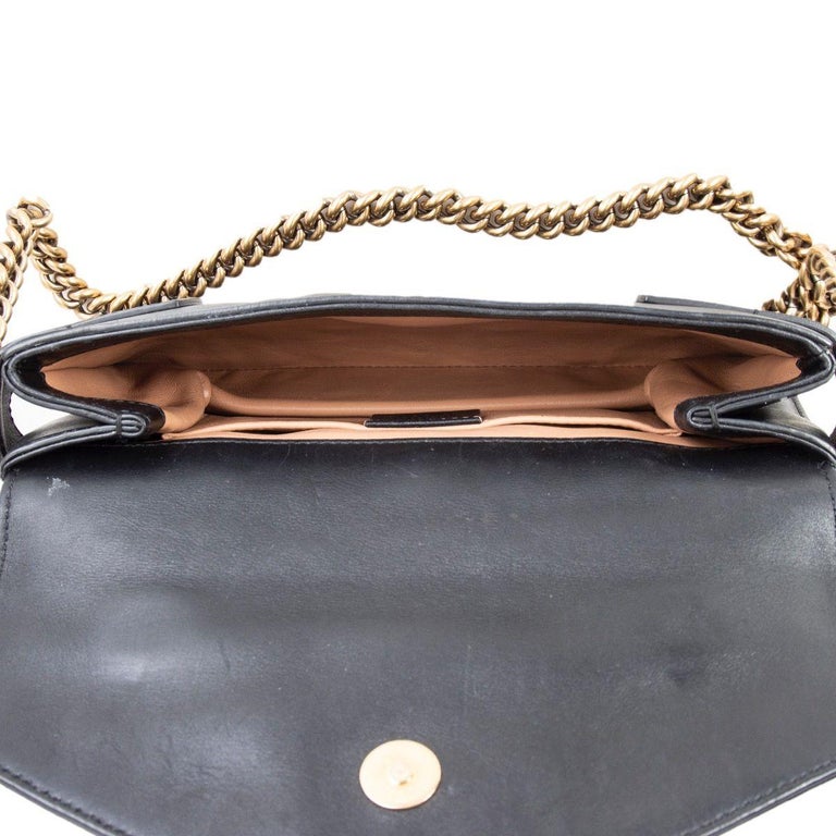 GUCCI black leather BROADWAY PEARLY BEE MINI Shoulder Bag