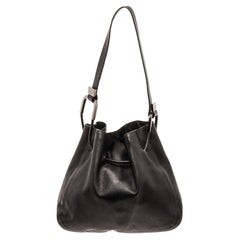 Gucci Black Leather Bucket Bag
