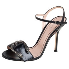 Gucci Black Leather Buckle Ankle Strap Sandals Size 36