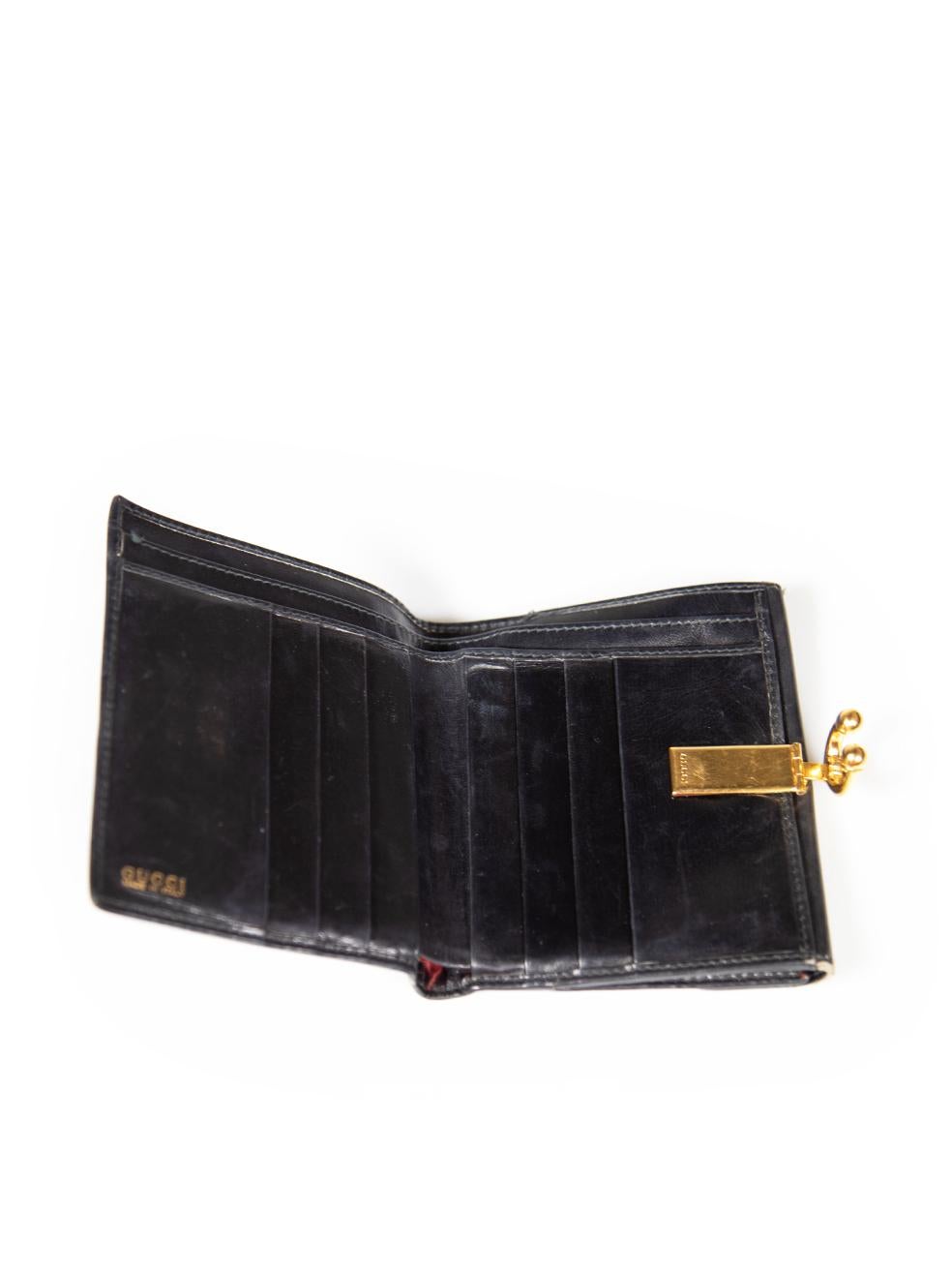 Gucci Black Leather Buckle Detail Bifold Wallet For Sale 1